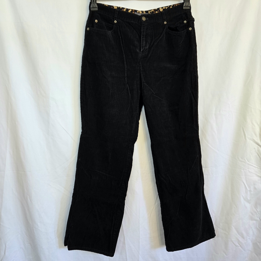 Liz Claiborne Women's Black‎ Corduroy Straight Leg Business Casual Pants Sz 10